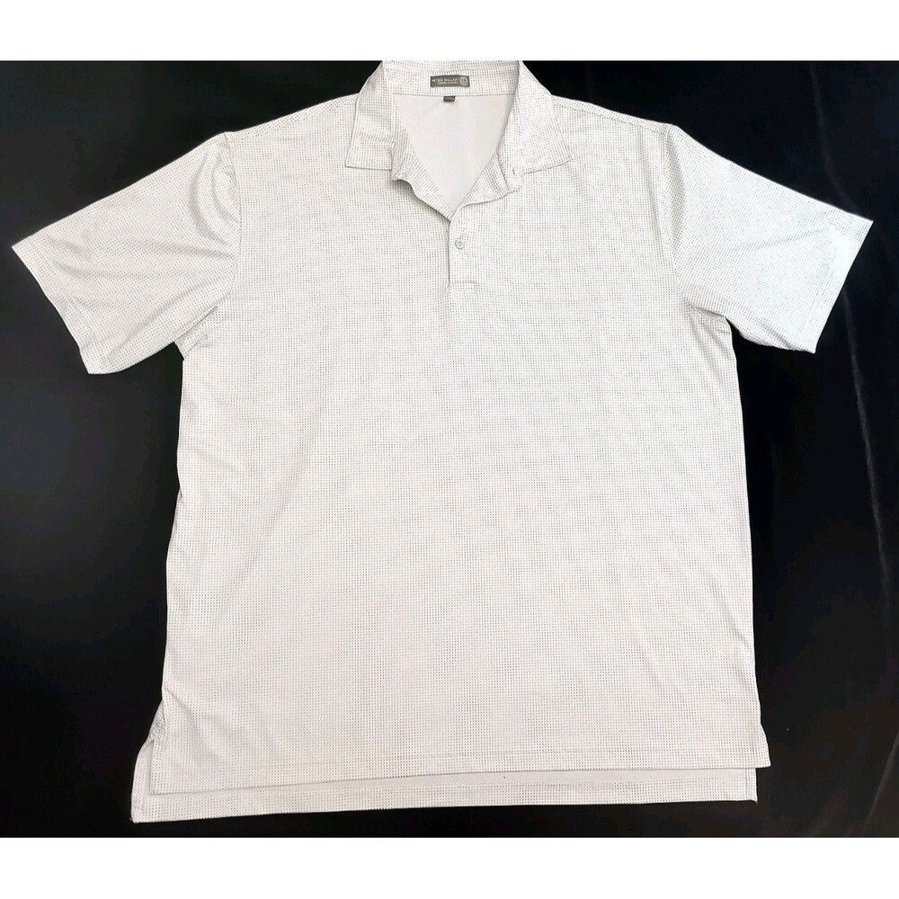 Peter Millar Summer Comfort Mens XXL White Mini Polka Dots Golf Polo Shirt